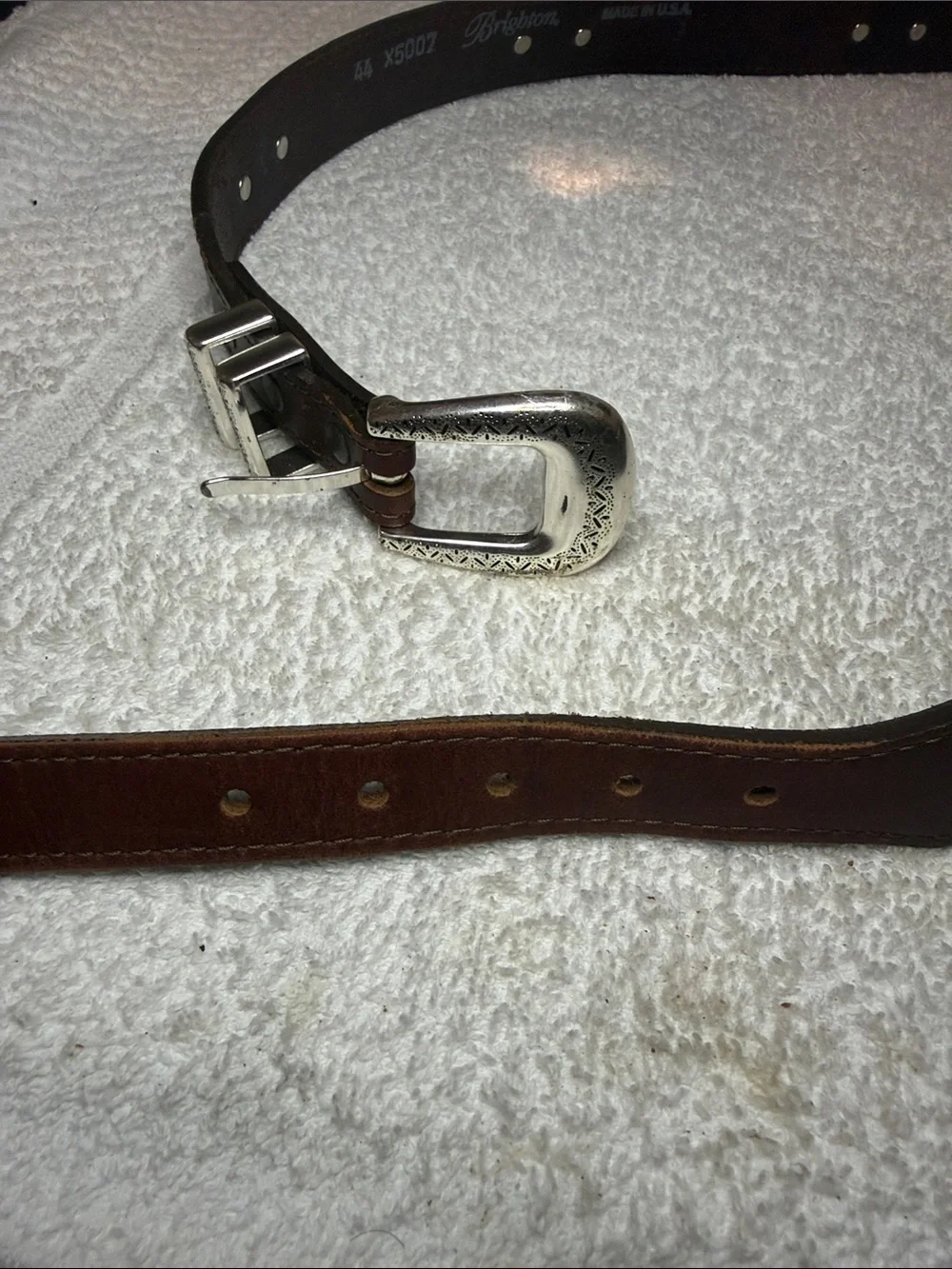 Brighton Burgundy Leather Belt with Silver-Tone Accents